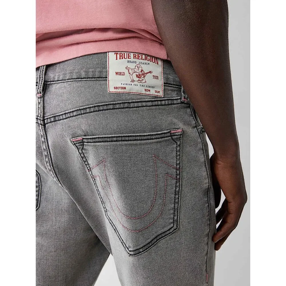 True Religion Jeans Men’s 36 Ricky Relaxed Straight Pink Stitch Cotton Stretch